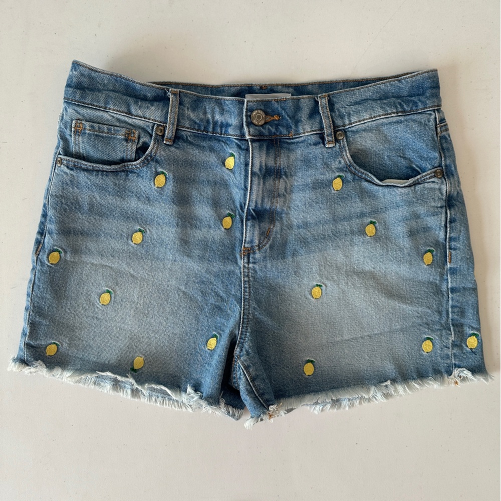 Loft lemon jean shorts frayed hem size 29/8